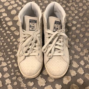 Adidas by Stan Smith White Reptile Texture Hi-Tops